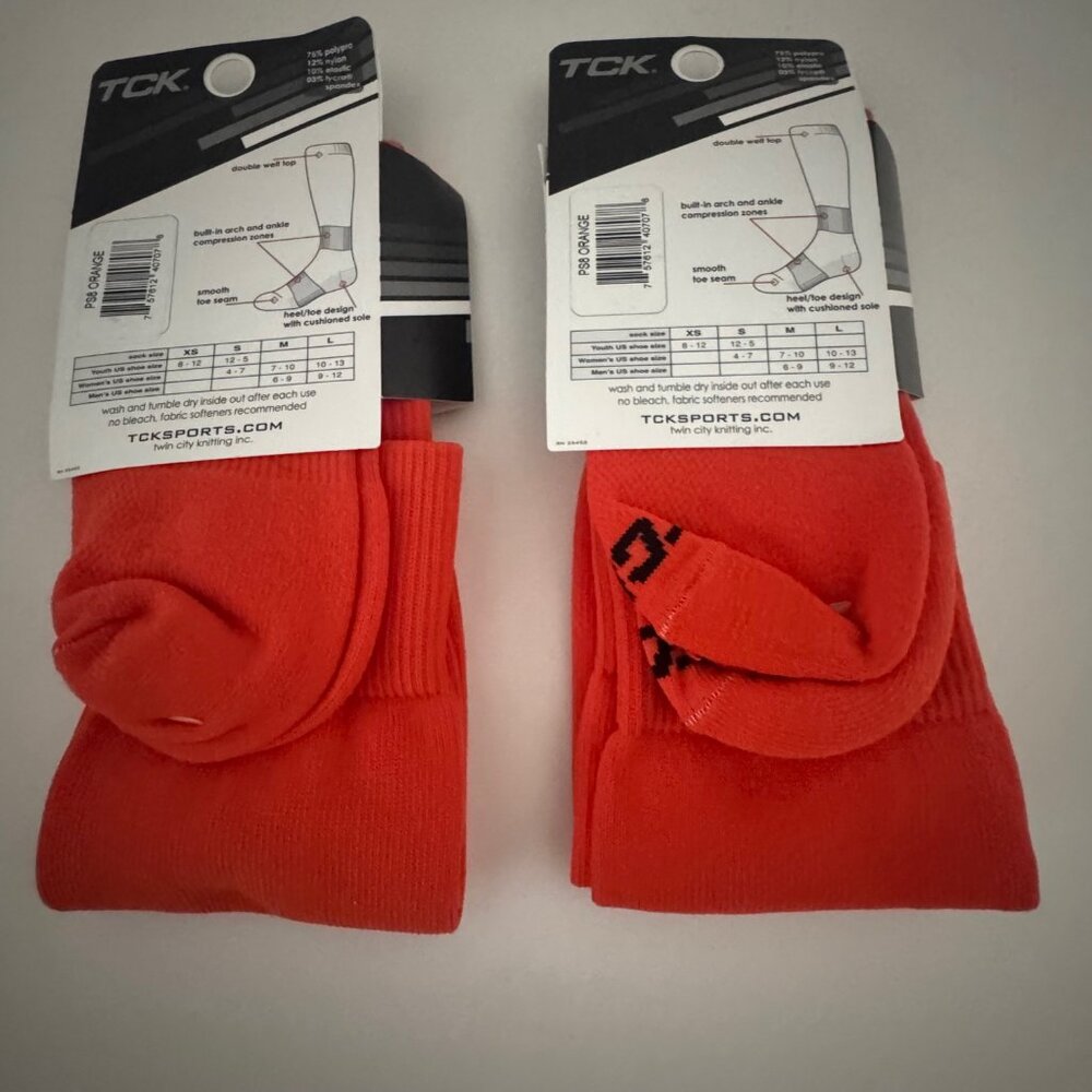 New TCK Soccer Socks Orange Size Medium M 2 pair - Picture 5 of 6